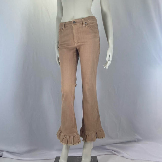 Pink House ruffle corduroy flare pants