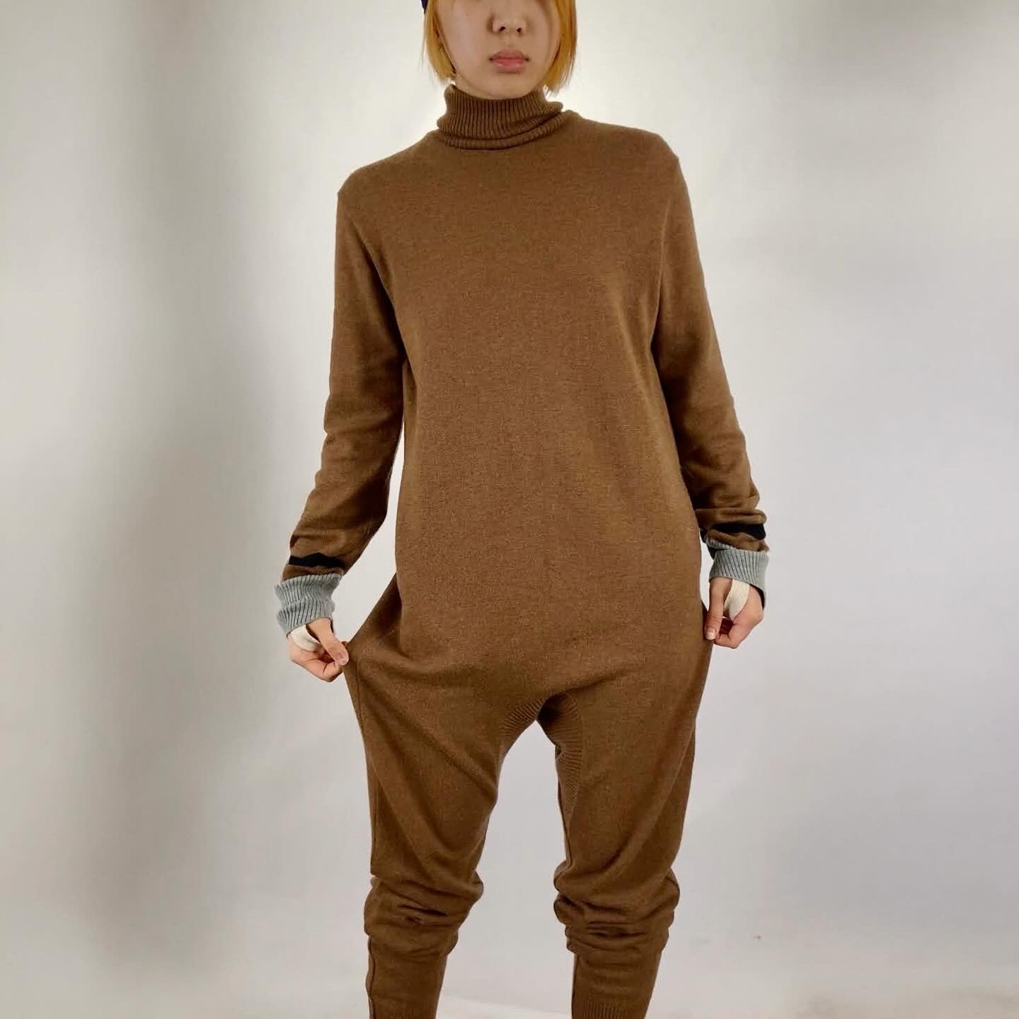 Undercover knit low-crotch full length jumpsuit