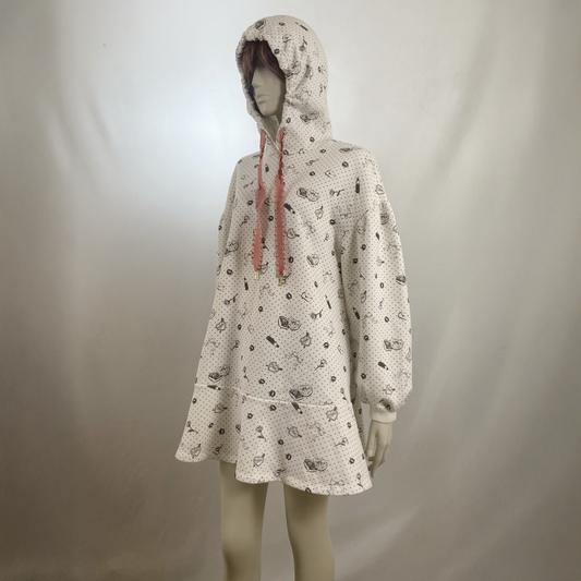 Swankiss lipstick and roses dotted print hoodie dress