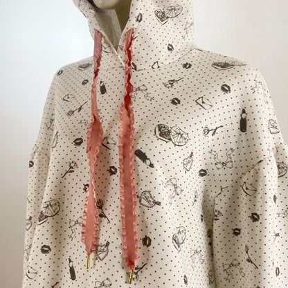 Swankiss lipstick and roses dotted print hoodie dress