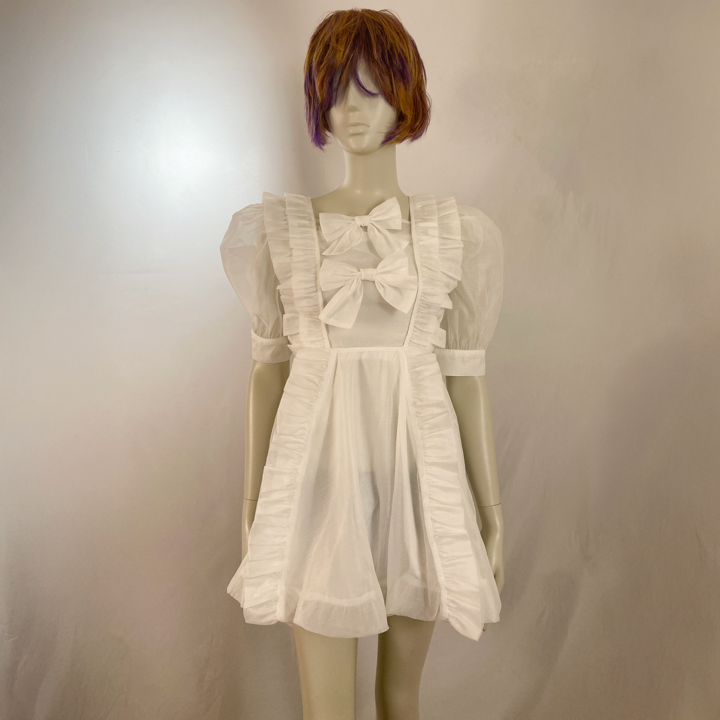 Swankiss white translucent puff sleeve Maid dress