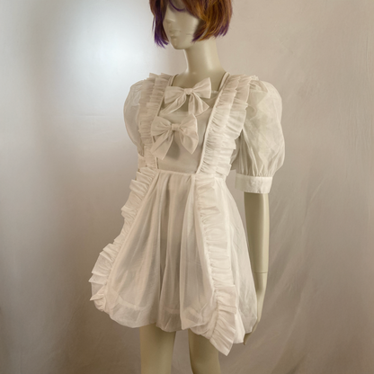 Swankiss white translucent puff sleeve Maid dress