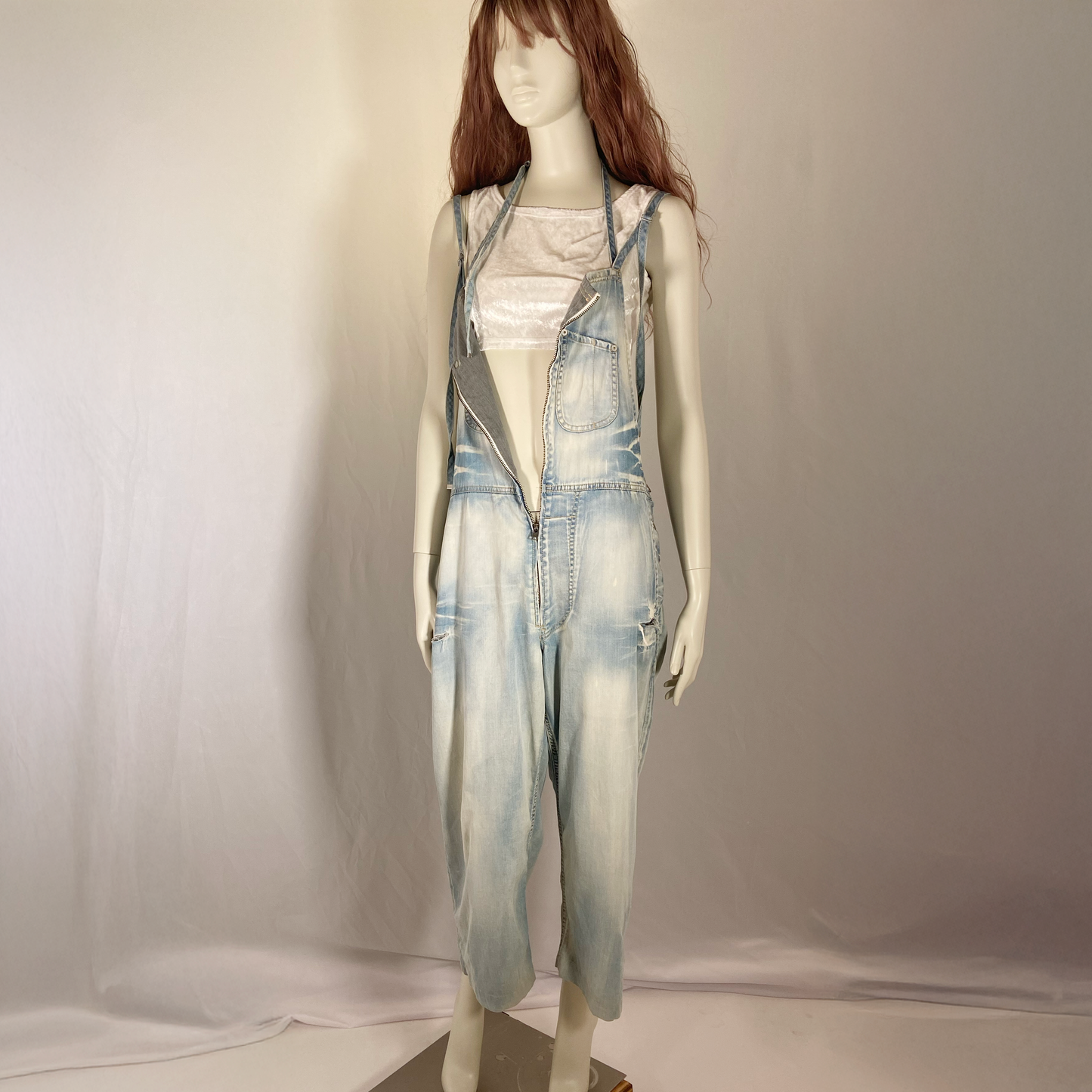 Le Grand Bleu light wash overall pants