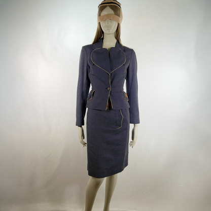 Vivienne Westwood dark blue Heart lapel tweed skirt suit