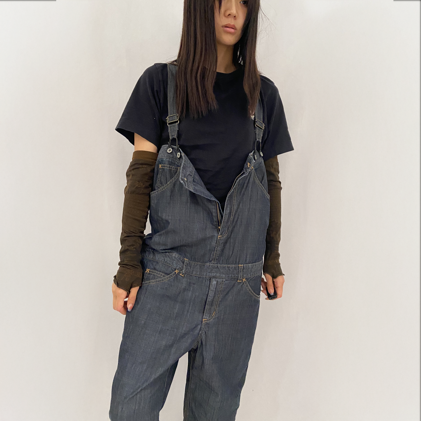 Jane Marple denim overall high waist pants