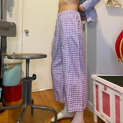 Comme des Garcons AD2010 elastic waist lavender check pants