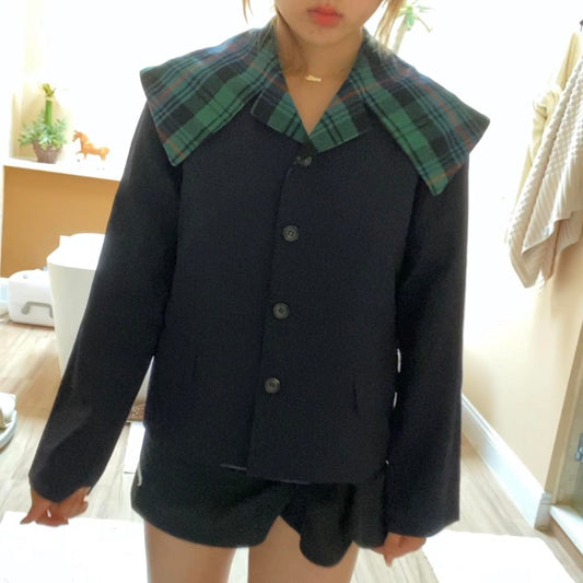 Comme des Garcons robe de chambre ad1997 tartan sailor collar jacket