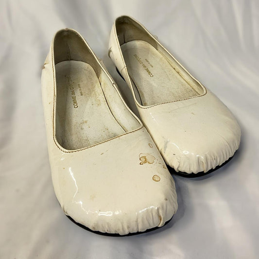 Comme des Garcons white patent flats