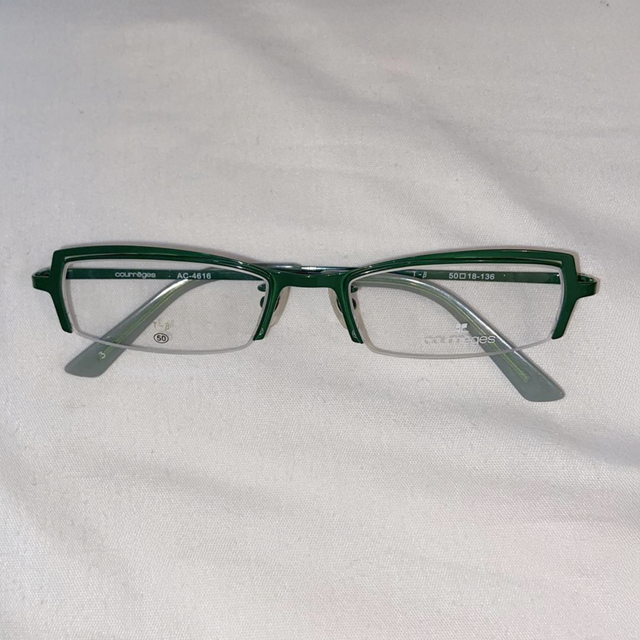 Courreges green frame half rim glasses