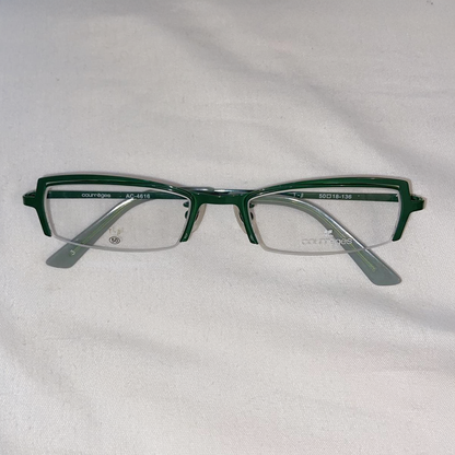 Courreges green frame half rim glasses