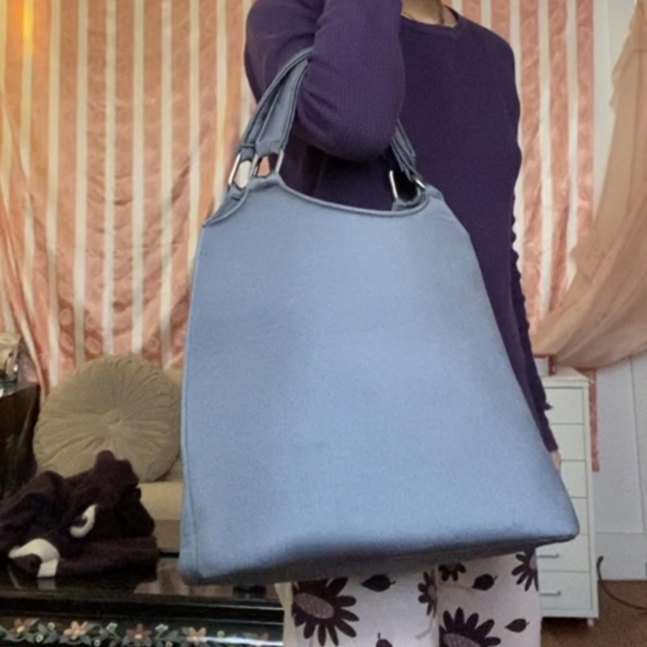 Comme des Garcons tricot blue oversized shoulder bag