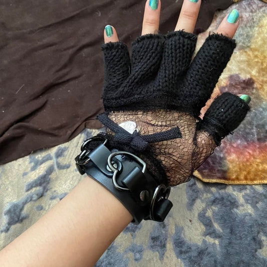 La Perla sheer lace panel knit lingerie gloves