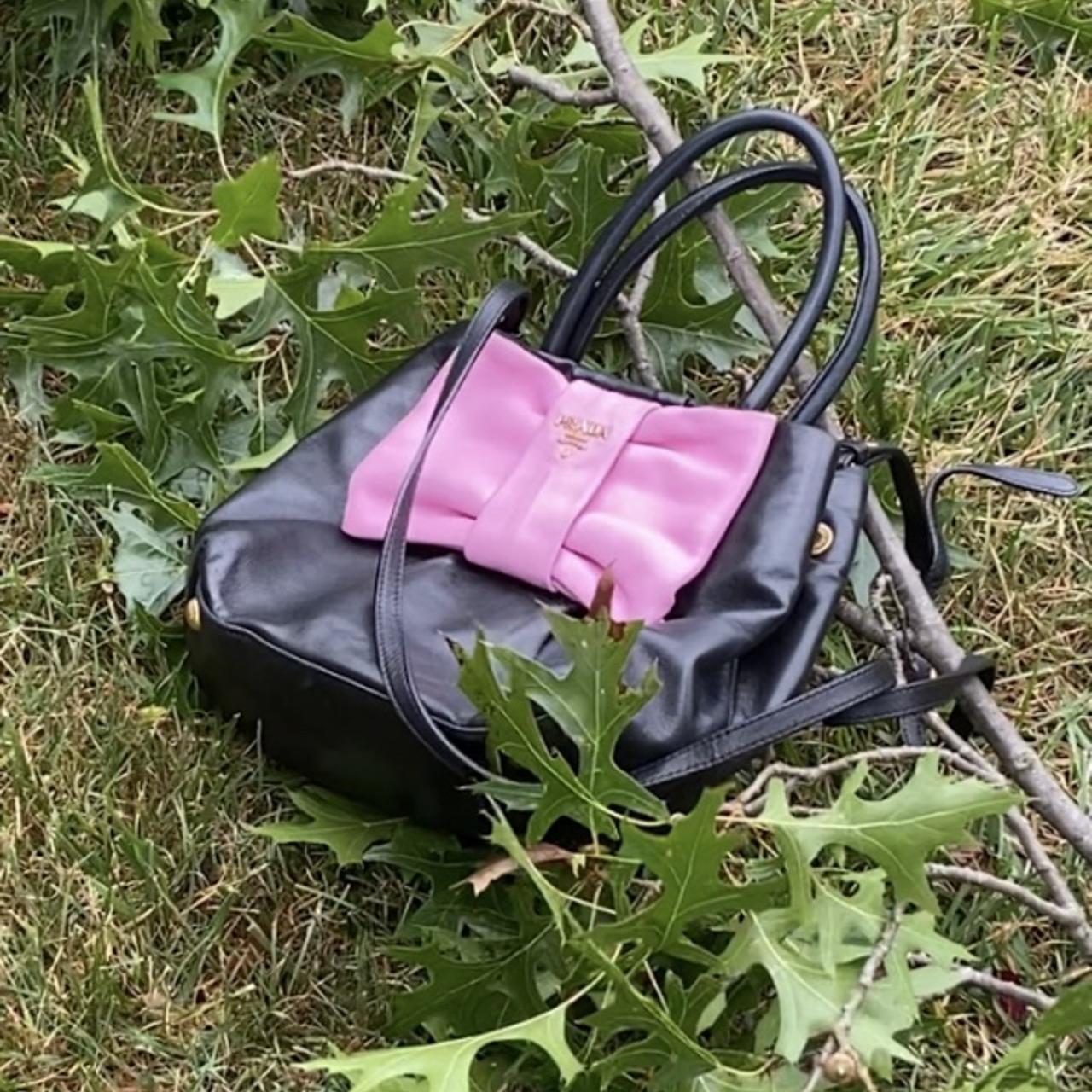 Prada pink bow leather purse