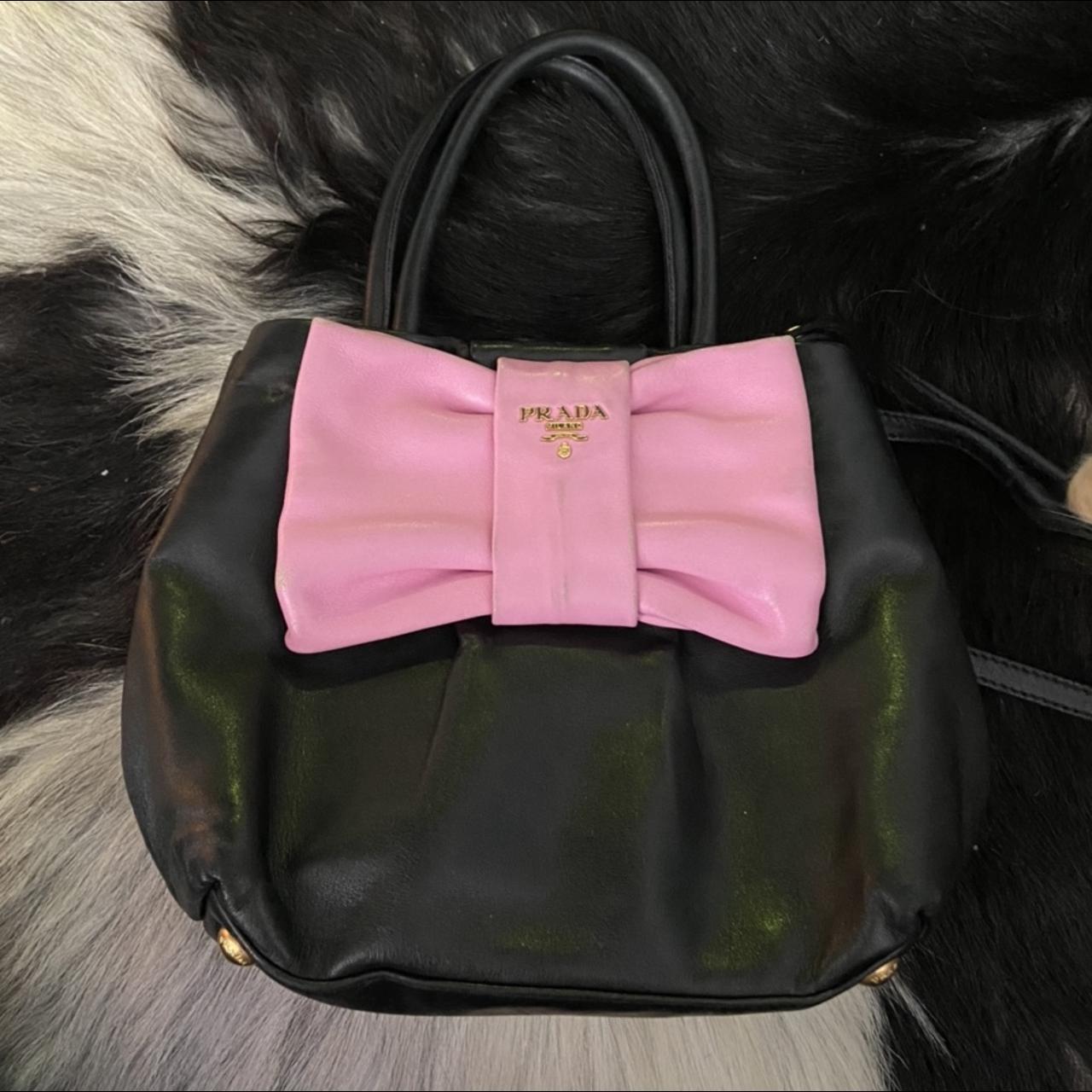 Prada pink bow leather purse