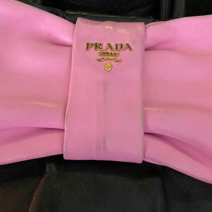 Prada pink bow leather purse