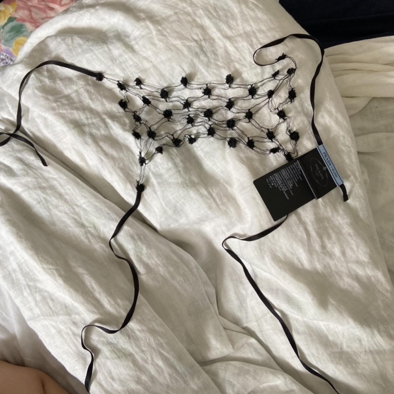 Prada web lace panel choker