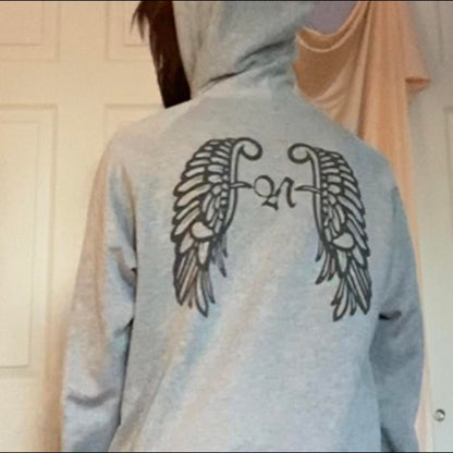 Number (N)ine grey feather hoodie