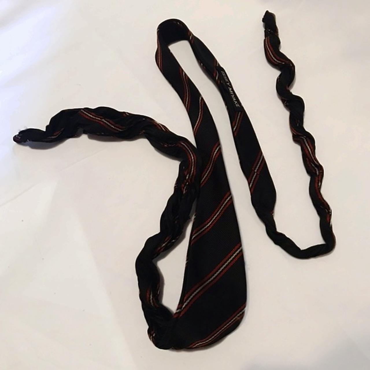 Issey Miyake striped spiral curly tie