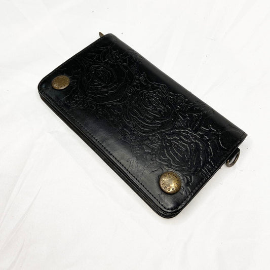 Beauty:Beast black embossed rose wallet