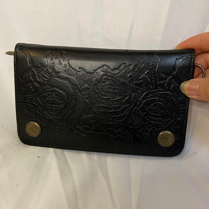 Beauty:Beast black embossed rose wallet