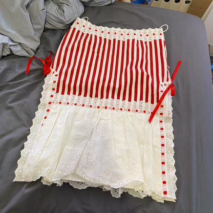 Moschino Candy striped lace trim skirt