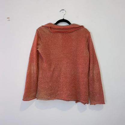 Comme des Garcons AD2003 metallic pink knit safety pin cardigan