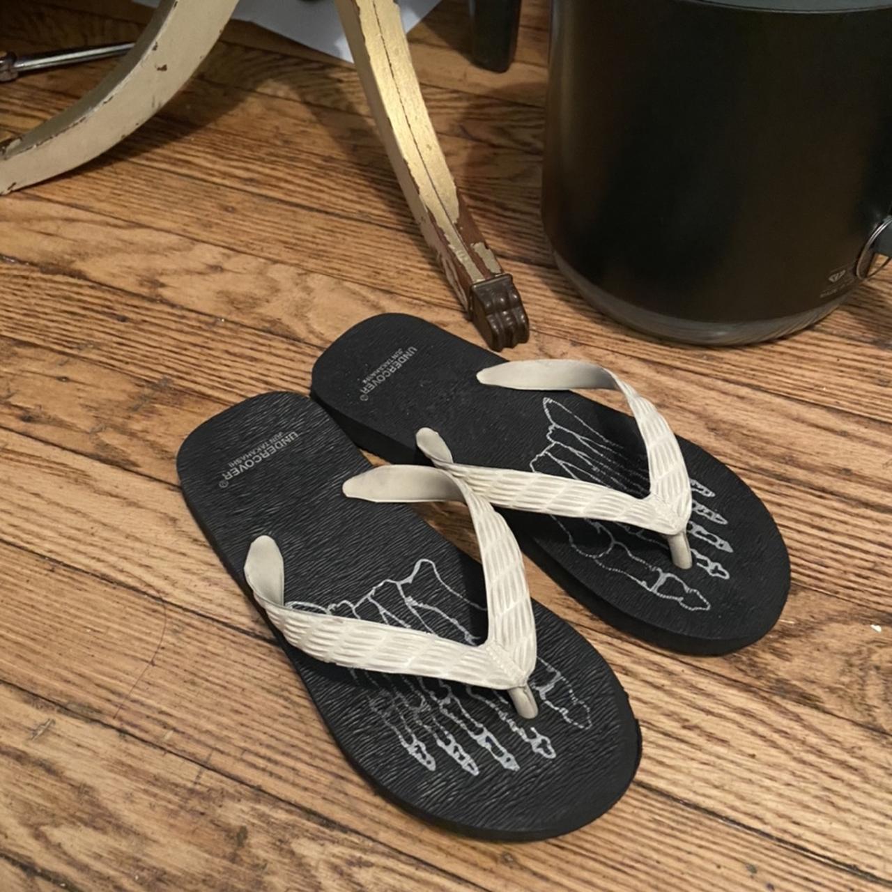 Undercover x Genbei bone print flip flops