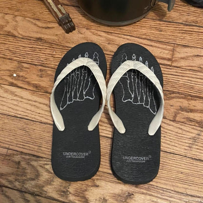 Undercover x Genbei bone print flip flops