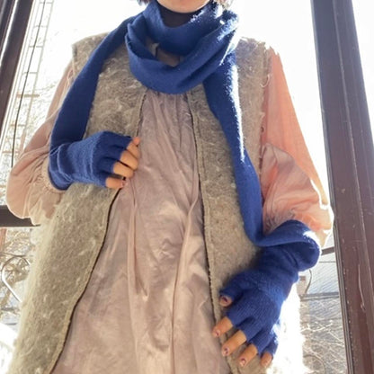 Limi Feu blue fingerless glove scarf