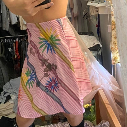 Versace jeans pink striped floral skirt