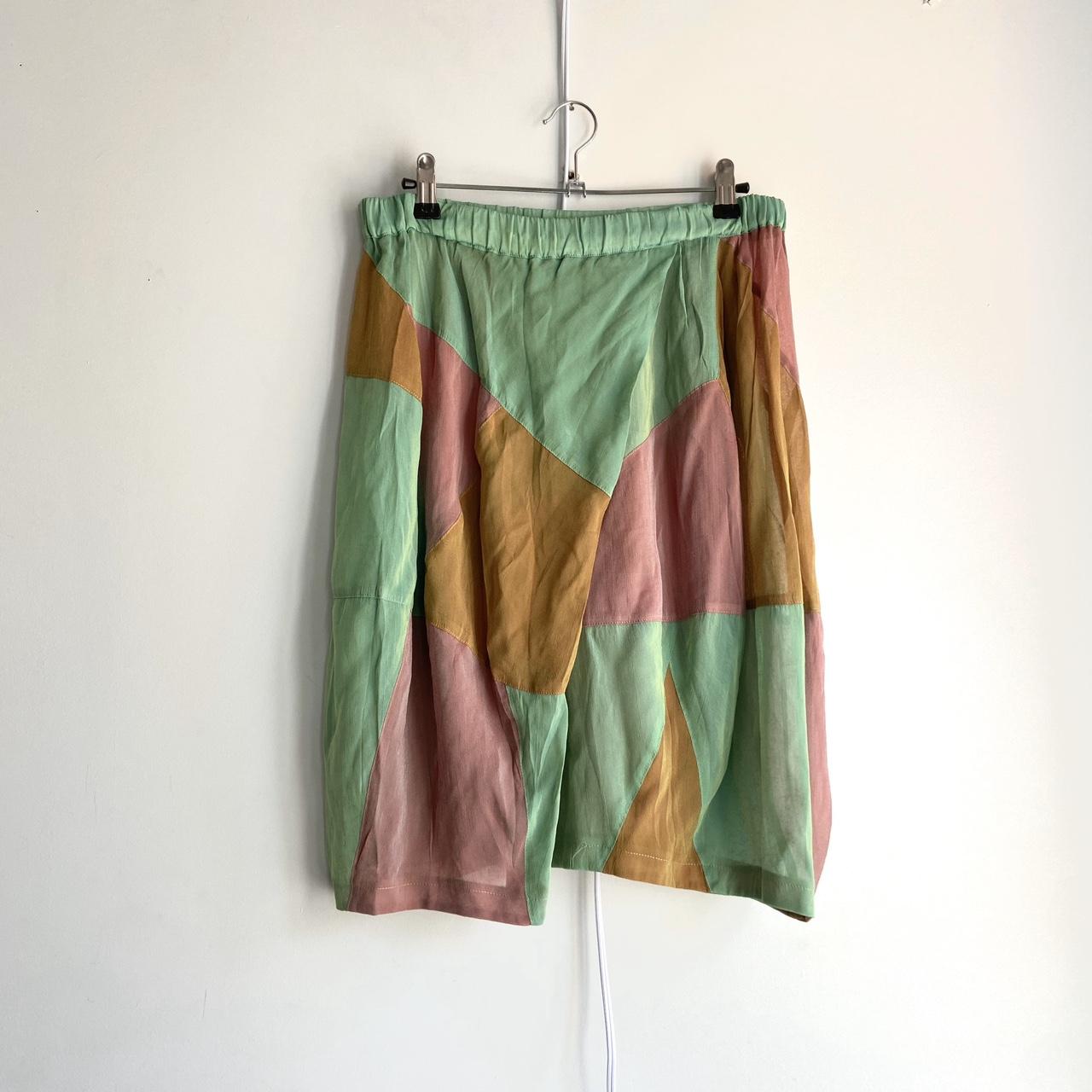 Comme des Garcons AD1991 patchwork mint green elastic skirt