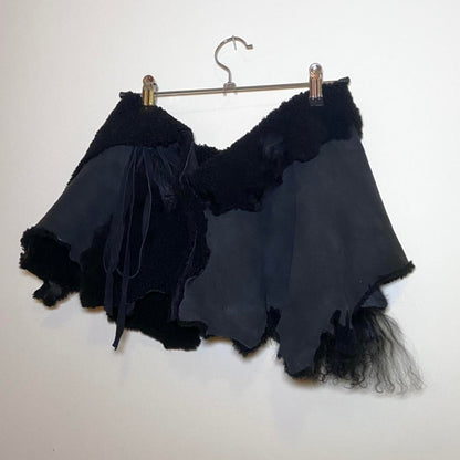 If Six Was Nine black mouton lamb leather skirt