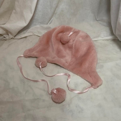 Comme des Garcons pink puffball fuzzy hat