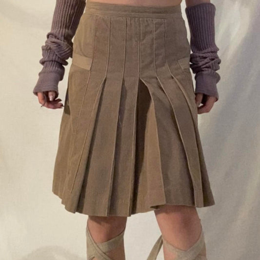 Cosmic Wonder corduroy pleated knee-length skirt