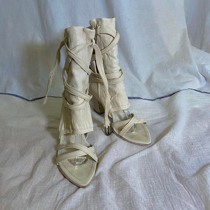 Mihara Yasuhiro strappy winding leather sandal heels