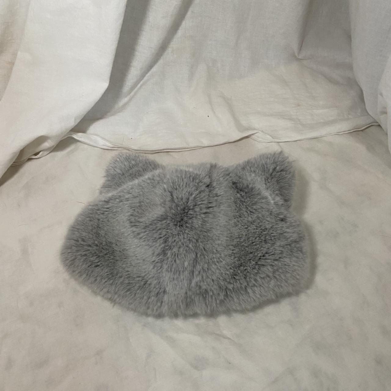 Milk fuzzy grey kitten hat