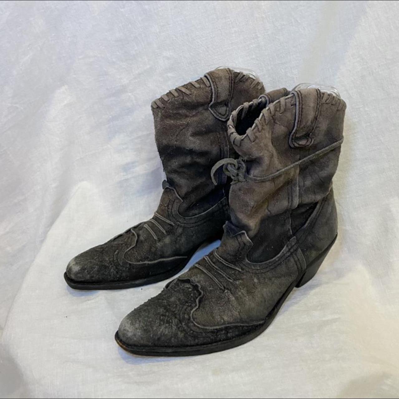 Comme des Garcons Junya Watanabe charcoal leather boots