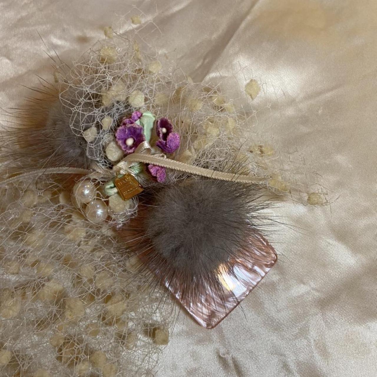 Theatre Products furry millinery flower veil barrette