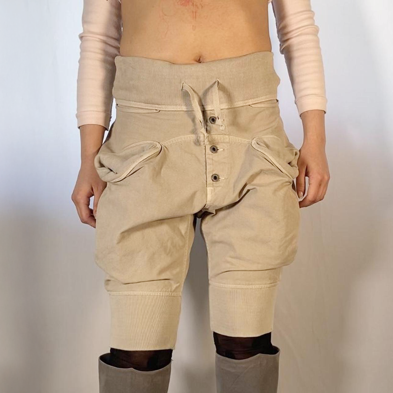 Kapital knee-length khaki jogger shorts