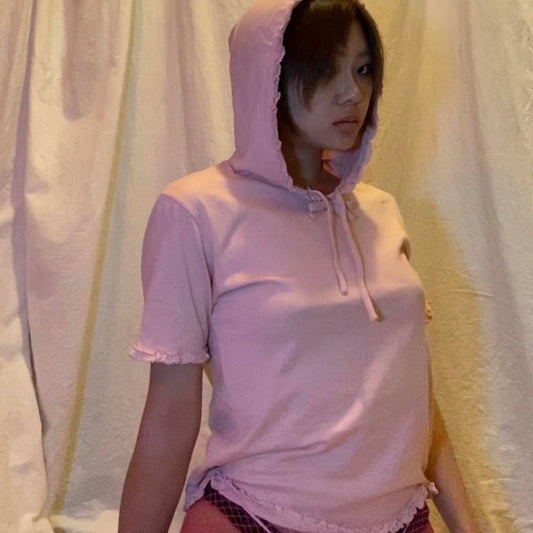 Kaneko Isao Wonderful World pink hooded knit top