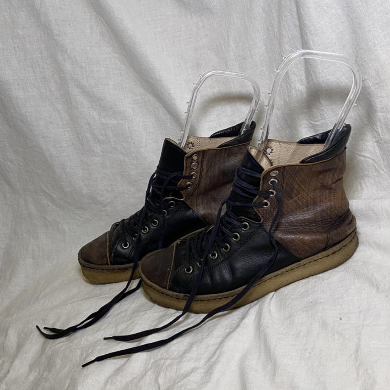 Yohji Yamamoto Y’s leather brown and black high top tennis shoes