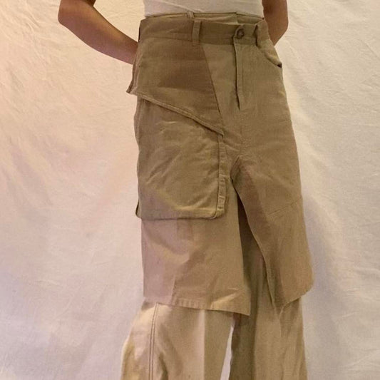 Tsumori Chisato cotton khaki skirt with oversized pocket detail