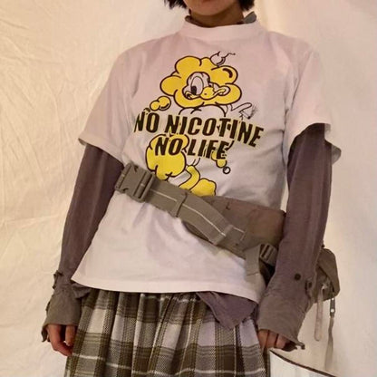 cherry picker “no nicotine no life” graphic t-shirt