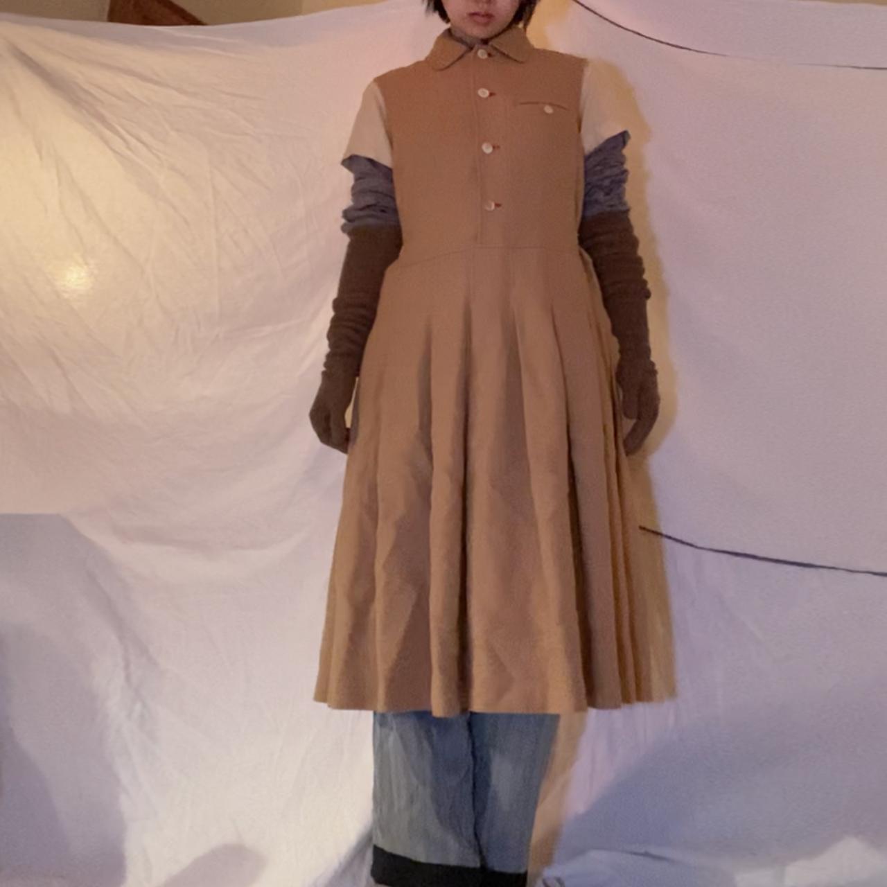 Comme des Garcons AD1998 Tricot khaki brown pleated dress