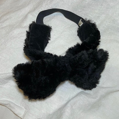 Jane Marple plush furry bow headband