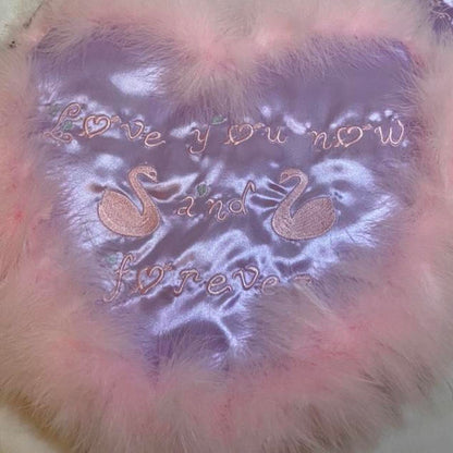 Swankiss "Love You Now and Forever" heart shaped silky tote bag