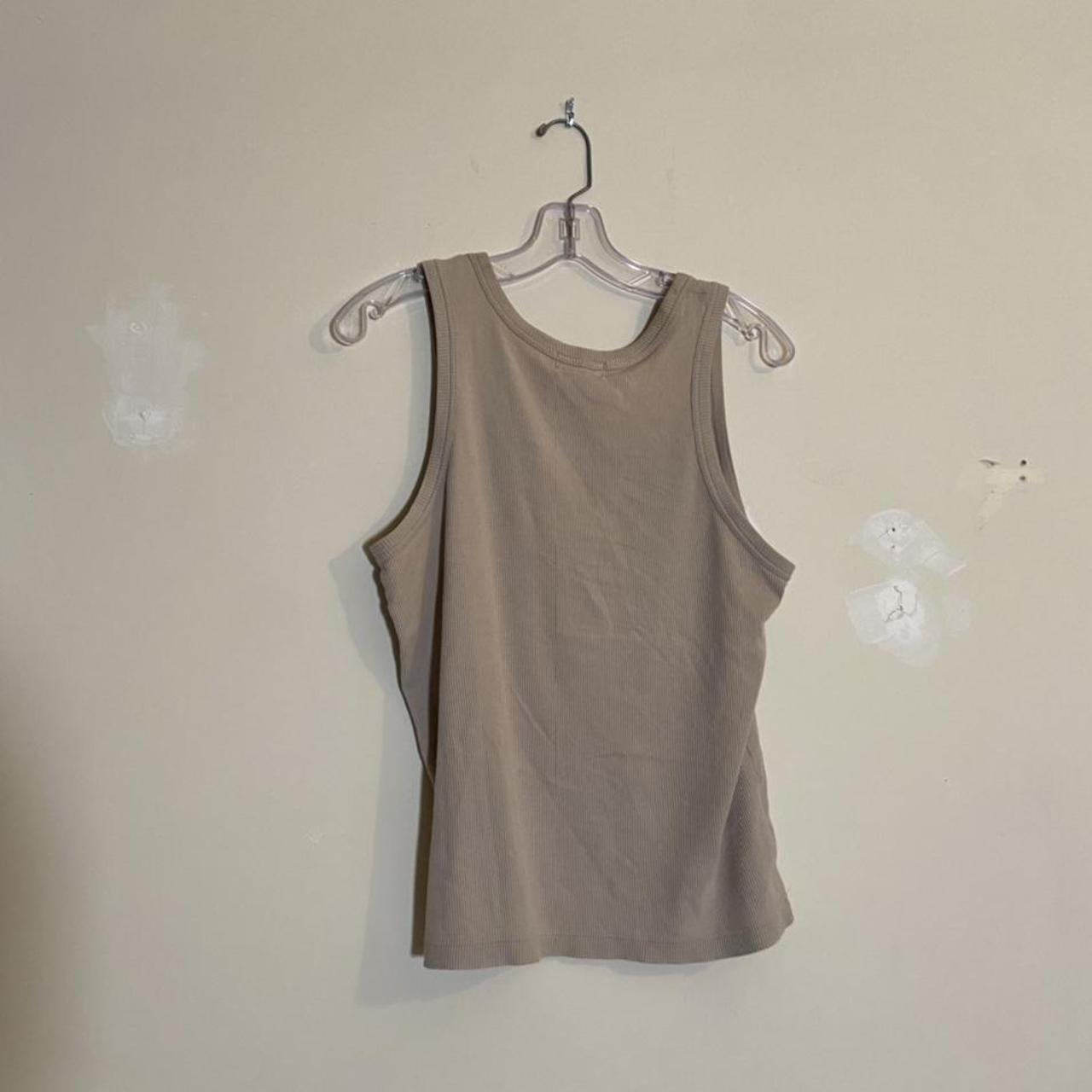 Yohji Yamamoto Pour Homme beige ribbed cotton tank top