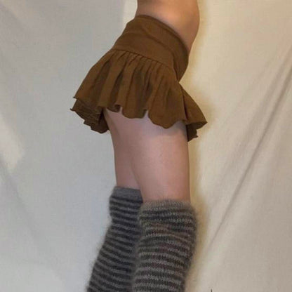 Norma Kamali altered brown knit flare skirt