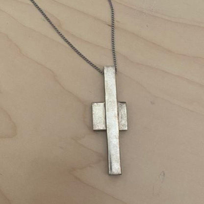 Gucci silver cross pendant necklace