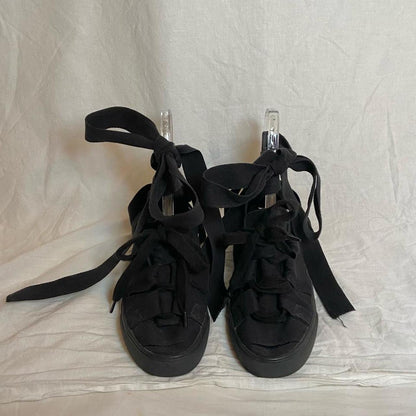 Yohji Yamamoto SS2017 black lace up bandage wrapping tennis shoe sneakers